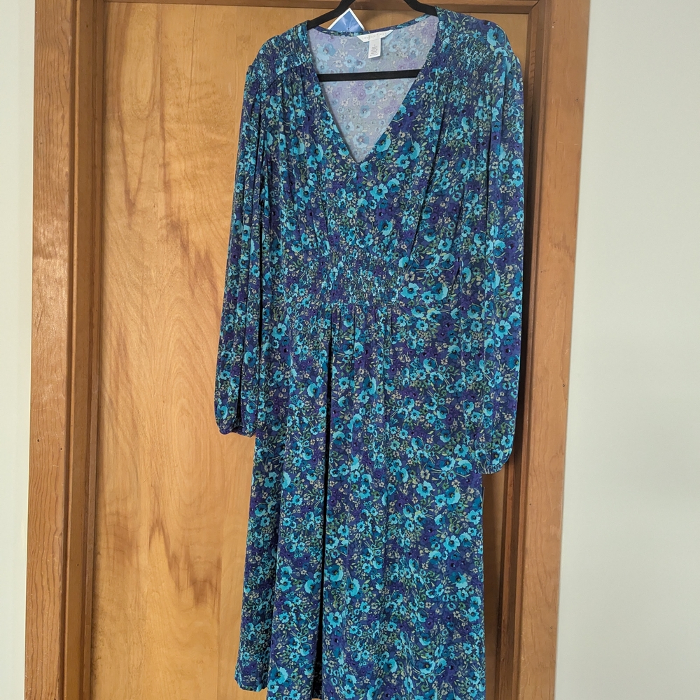 Floral Blue and Green Women's Dress